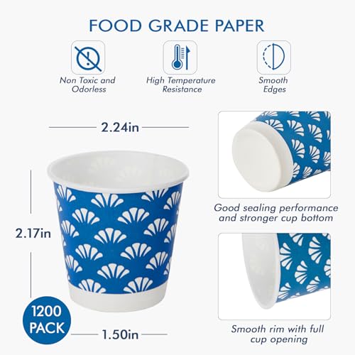 JollyPack 1200 Pack 3 oz Disposable Bathroom Paper Cups, Small Mouthwash Cups in Orange, Blue, and Green, Great for Candy, Biscuits, Bathroom Use, Parties, Picnics, and Travel - Image 2