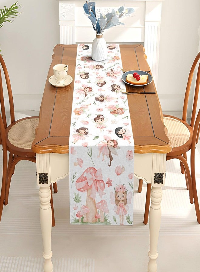 Pudodo Fairy Table Runner Enchanted Theme Girls Birthday Party Decoration Elf Mushroom Kitchen Dining Room Home Decor - Image 4