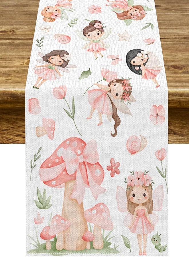 Pudodo Fairy Table Runner Enchanted Theme Girls Birthday Party Decoration Elf Mushroom Kitchen Dining Room Home Decor - Image 1