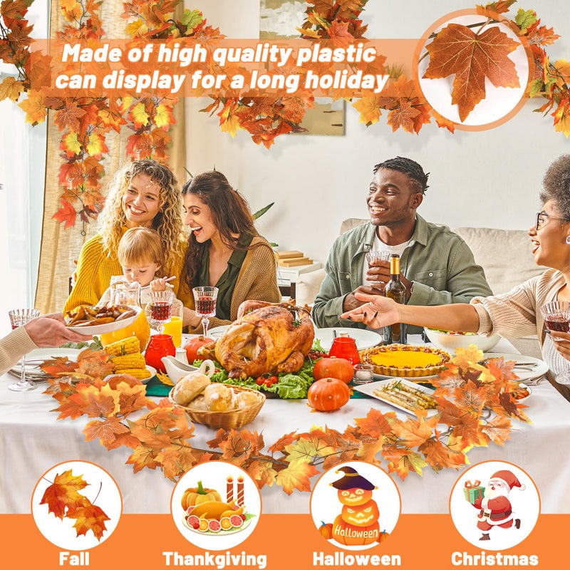 Helimoto 11.8Ft Fall Decor  2 Pack Fall Garland For Mantle  Fall Decorations For Home  Fall Leaves Garland  Thanksgiving Garland For Thanksgiving Decorations Indoor  Autumn Garland For Autumn Decor Outdoor - Image 4