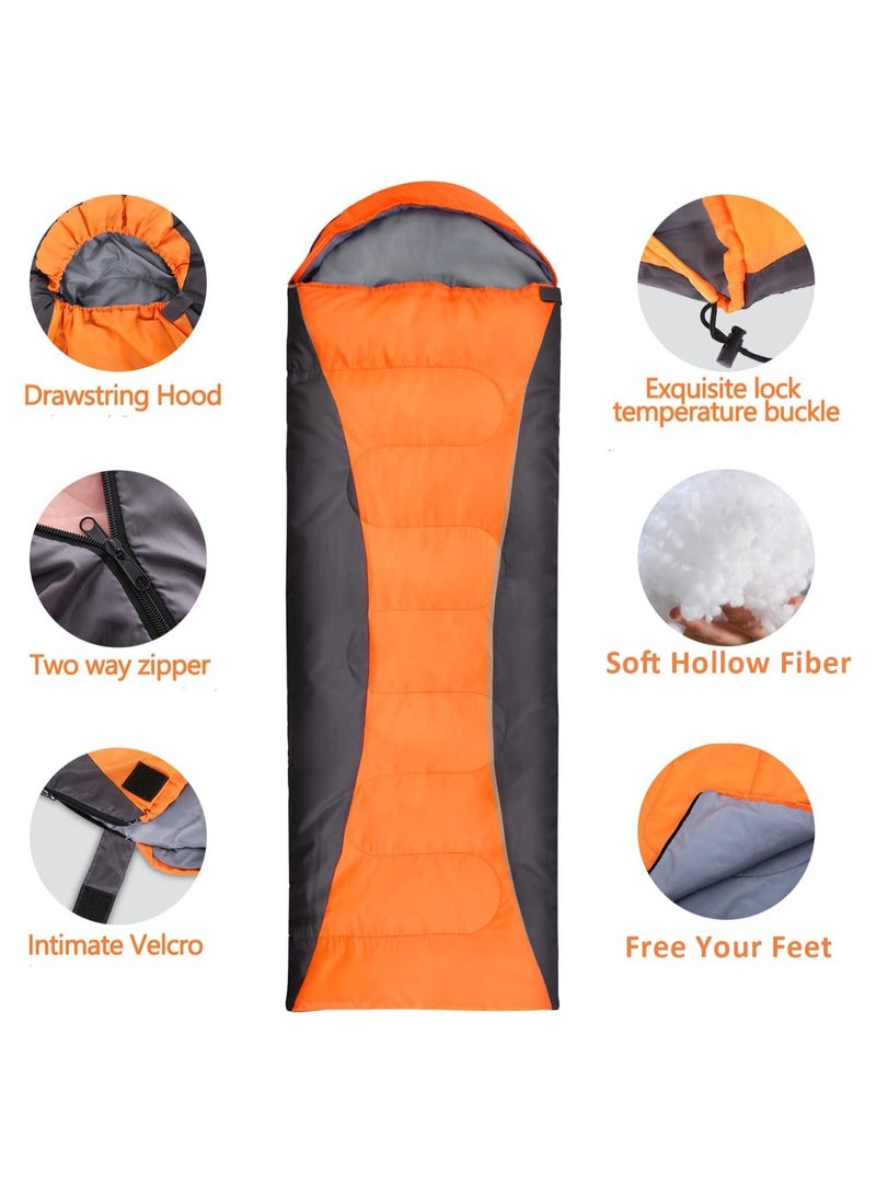 Generic Ultralight Camping Sleeping Bag – Orange & Gray, 210x75x10cm, 3-Season, Compact & Durable  - Image 5