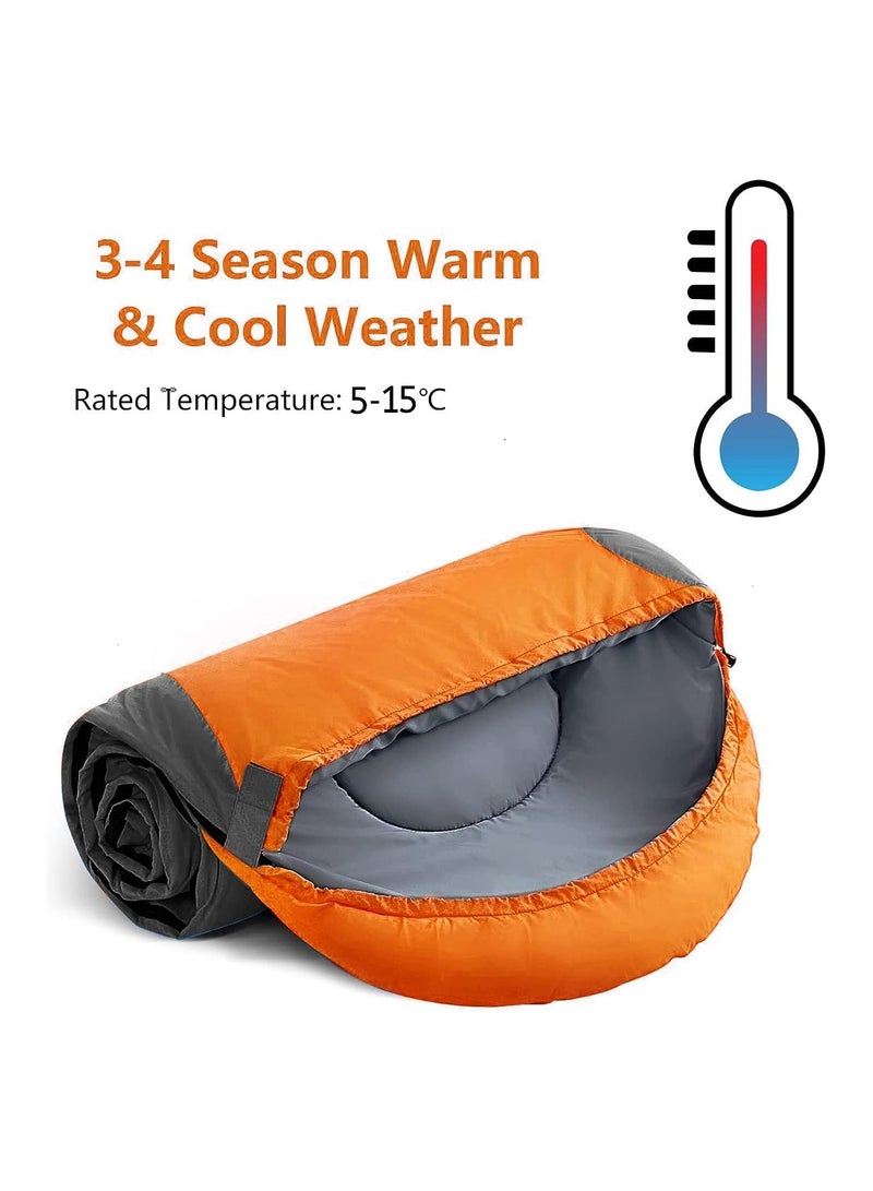 Generic Ultralight Camping Sleeping Bag – Orange & Gray, 210x75x10cm, 3-Season, Compact & Durable  - Image 4
