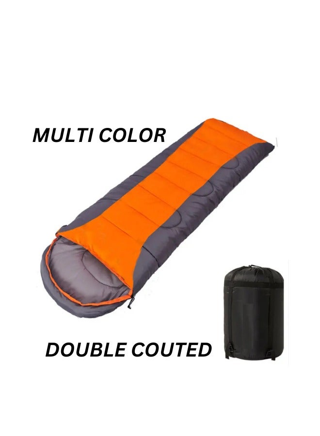 Generic Ultralight Camping Sleeping Bag – Orange & Gray, 210x75x10cm, 3-Season, Compact & Durable  - Image 1