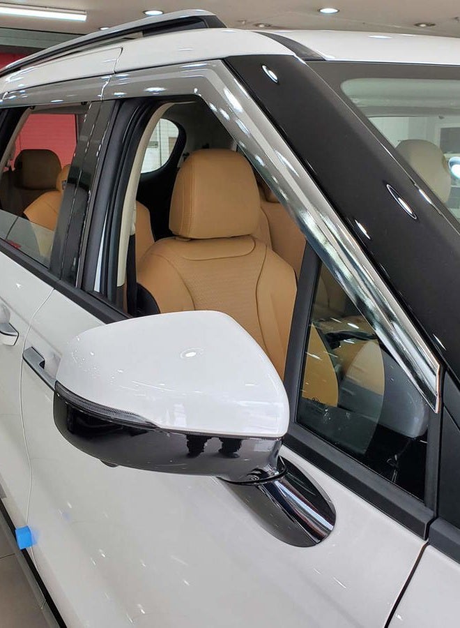 AUTO CLOVER Chrome Window Visors Side Wind Deflectors Rain Guards 4p for KIA All New 2022 Carnival MPV - Image 1