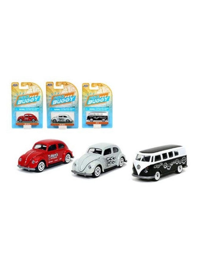 Jada Toys Volkswagen Beetle Bus Punch Buggy SLUG Bug Wave 1 Set of 3 2020 1/64 JADA 14051 - Image 1