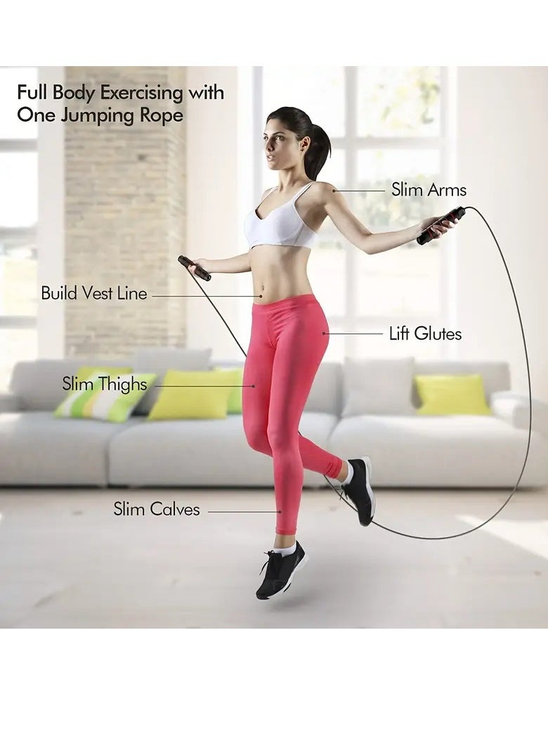 Spall Adjustable Speed Heavy Weighted Steel Wire Exercise Skipping Jump Rope|Heavy Skipping Rope PVC Weighted Speed Exercise Jump Rope Breathing Handle 360 Degree rotation  - Image 4