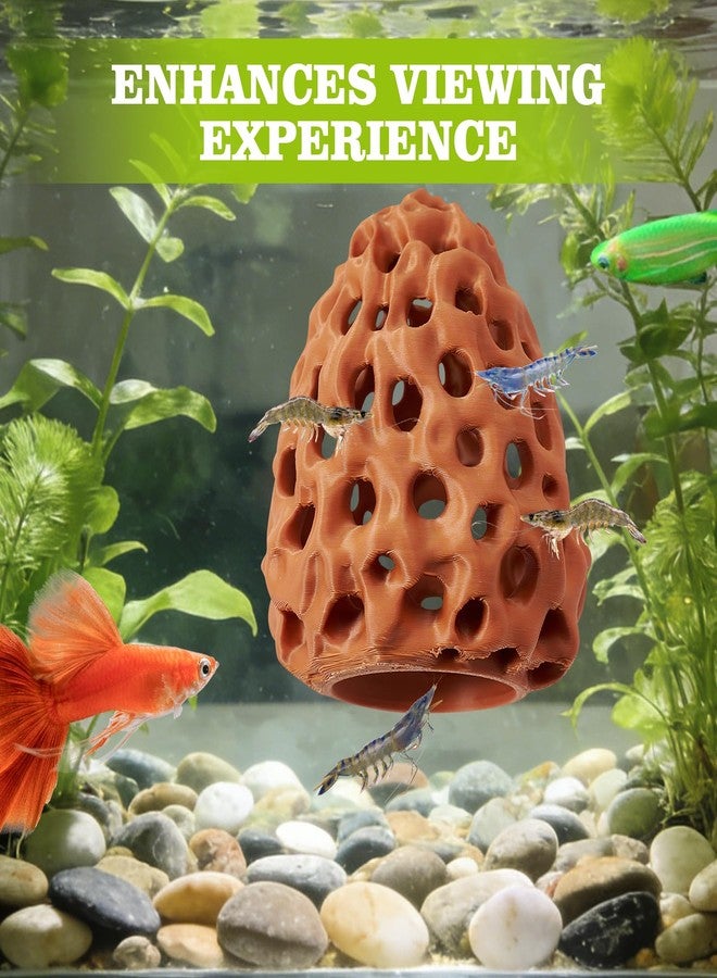 Swirge Shrimp Dome Hide, Shrimp Hides for Aquarium, Betta Fish Hideout with Suction Cup, Betta Habitat Tank Ornament Accessories, Aquarium Decor for Small Fish Guppy Hiding Resting (Brown) - Image 4