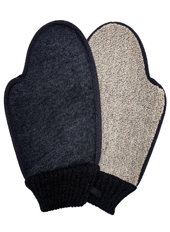 Estfin 2 Pack Natural Linen Glove Mitt Mitten Cleanse Pad for Exfoliating Bath Shower Spa Massage and Body Scrubs, Dead Skin Cell Remover for Men and Women - Image 1