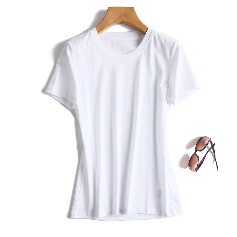 ! It Feels Good To Burst 15 Colors V Neck/Round Neck Mercerized Cotton Pure Color Short-Sleeved Basic T-Shirt For Women - Image 1