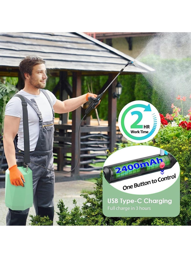 SYOSI Battery Powered Sprayer 1.35Gallon/5L, Electric Garden Sprayer with USB Rechargeable Handle, Sprayer with 3 Mist Nozzles, Telescopic Wand, and Shoulder Strap for Lawn and Garden - Image 4