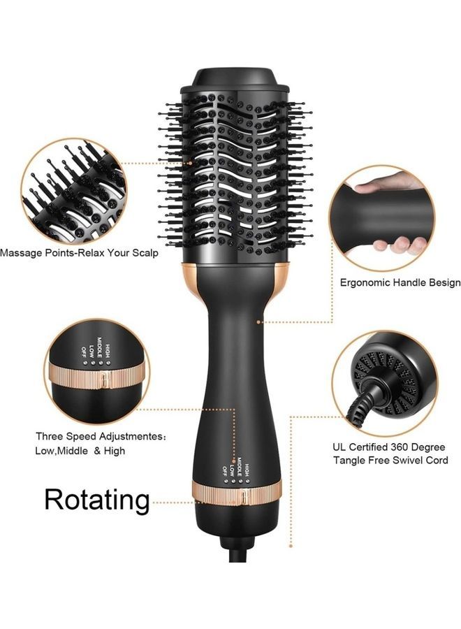نيبمينينت مشط فرد وتجعيد وتجفيف الشعر الكهربائي الاحترافي أسود/ذهبي - Image 2