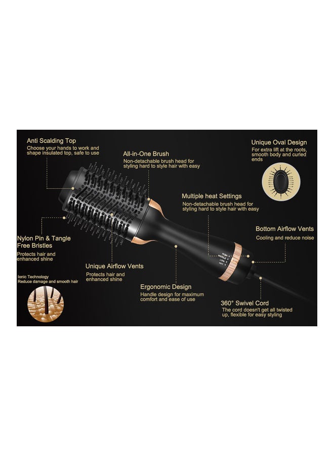 نيبمينينت مشط فرد وتجعيد وتجفيف الشعر الكهربائي الاحترافي أسود/ذهبي - Image 5