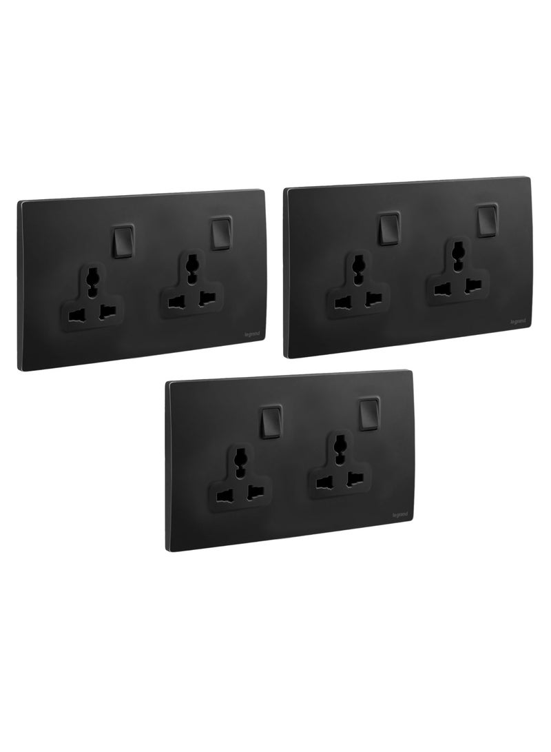 هيتكس مقبس ليجراند متعدد المعايير 13 أمبير 2 جيجا 281122 ميجابايت - أسود غير لامع، ماليا سينسز، مقبس عالمي ثنائي الفتحات، تصميم عصري متين ونحيف للمنازل والمكاتب - 2، 3، 4، 5، 8 و10 أشكال (2) - Image 1