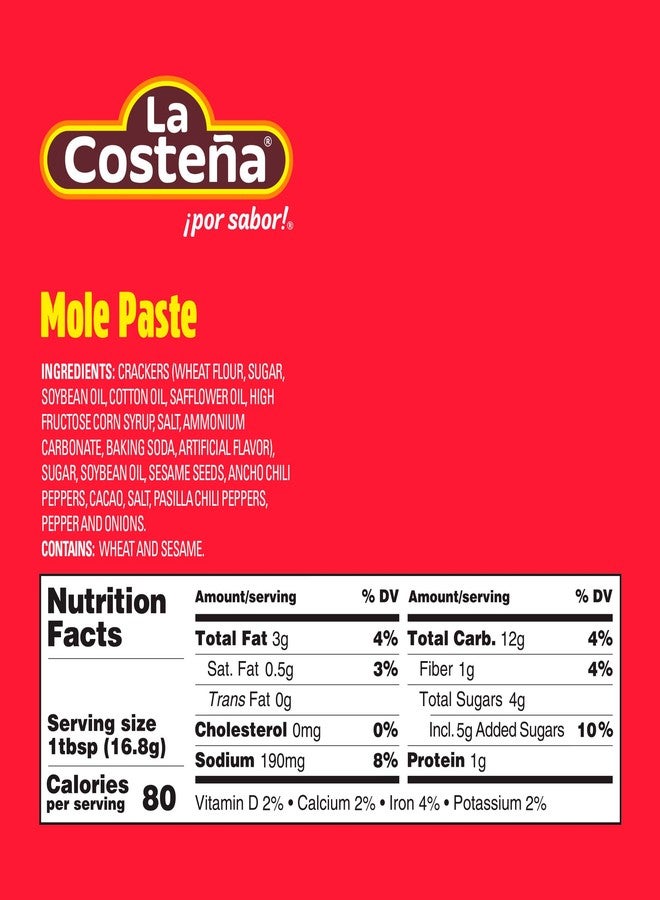 La Costeña Mild Mole Sauce - Traditional Paste with Ancho Chiles, Cacao & Spices - Mexican Food, Enchilada Seasoning, Meat Marinade, Rice, Tamale, Taco, Burger, Comida Mexicana - 9oz, 12 Pack Jar - Image 2