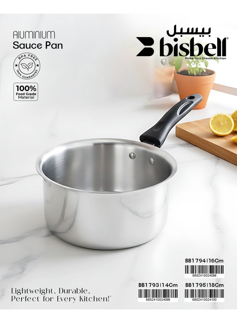 بيسبل قدر حليب من الألومنيوم الفاخر - قدر 16 سم بمقبض مقاوم للحرارة - وعاء طهي متين للمطبخ، BB1793 - Image 5