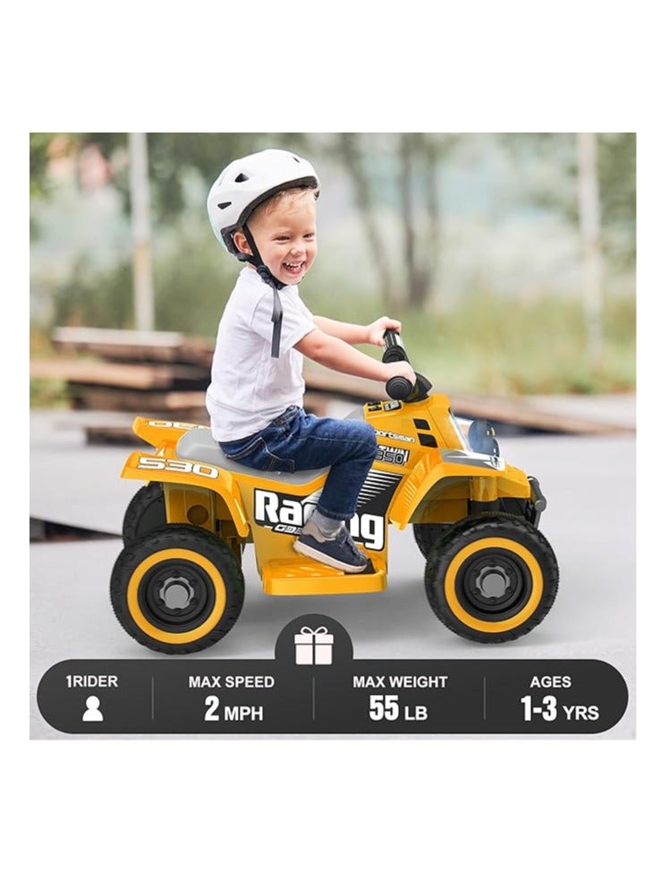 Kids Electric Ride-On ATV | 4-Wheeler Quad Bike with LED Headlights, Rechargeable Battery, and Realistic Design | Outdoor Adventure Toy for Toddlers & Kids Ages 3-6 (Yellow) - Image 2