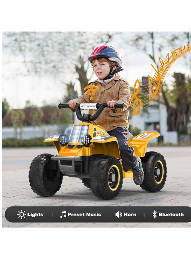 Kids Electric Ride-On ATV | 4-Wheeler Quad Bike with LED Headlights, Rechargeable Battery, and Realistic Design | Outdoor Adventure Toy for Toddlers & Kids Ages 3-6 (Yellow) - Image 4