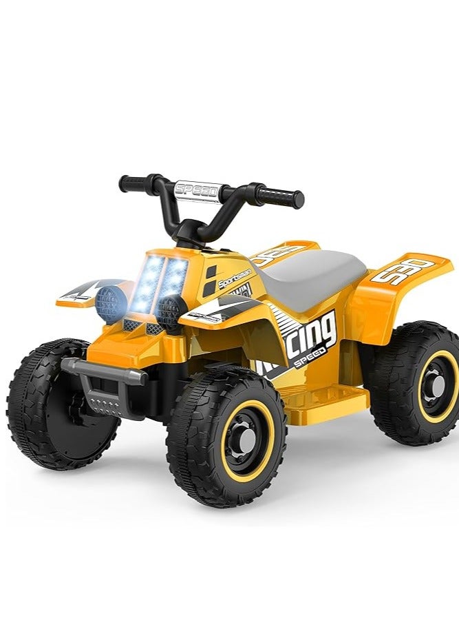 Kids Electric Ride-On ATV | 4-Wheeler Quad Bike with LED Headlights, Rechargeable Battery, and Realistic Design | Outdoor Adventure Toy for Toddlers & Kids Ages 3-6 (Yellow) - Image 1
