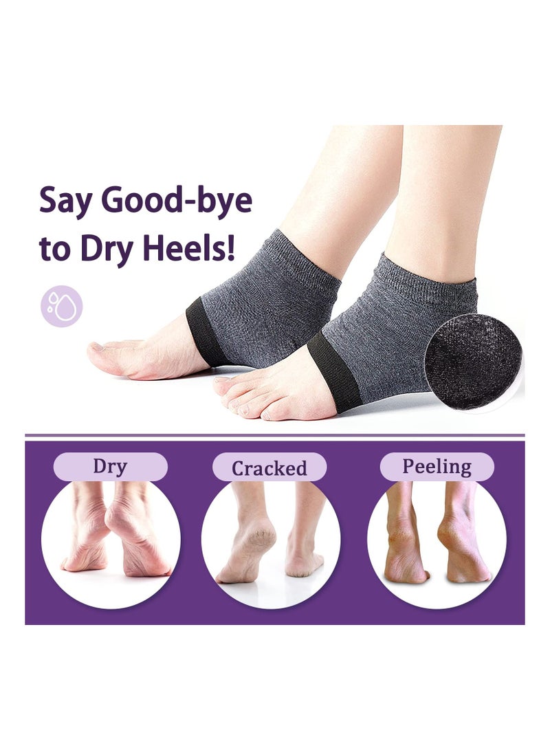 KASTWAVE Moisturizing Gel Socks, Soft Gel Heel Repair Cracked Heels Treatment, Dry Foot Skin Open Toe Silicone Sock for Spa, Day Night Care for ang Women (10 Pair/Dark Grey) - Image 4