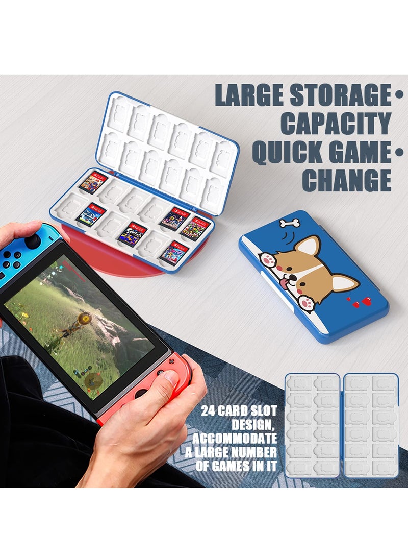 Excefore Game Card Case for Nintendo Switch OLED Game Card Micro SD Memory Cards with 24 Game Card Slots and 24 Micro SD Card Slots,Carbon Fibre Surface Shell Silicone Lining Portable Cartridge Storage Box  - Image 2