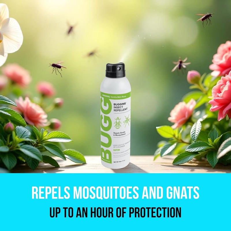 Buggins Original - Insect Repellent - Mosquitoes & Gnats, DEET Free, Non-Greasy - 6 oz Continuous Spray Can - Image 1