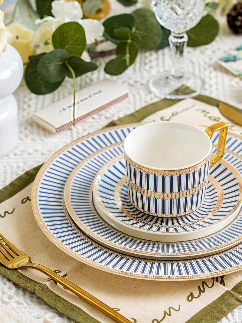 CwlwGO-Bone China Cups & Saucers Set of 2 (7 oz) with Gold Spoon and Gifts Box, White Tea Cups Sets,Cappuccino Cups,Ceramic British Coffee Cup Set. - Image 2