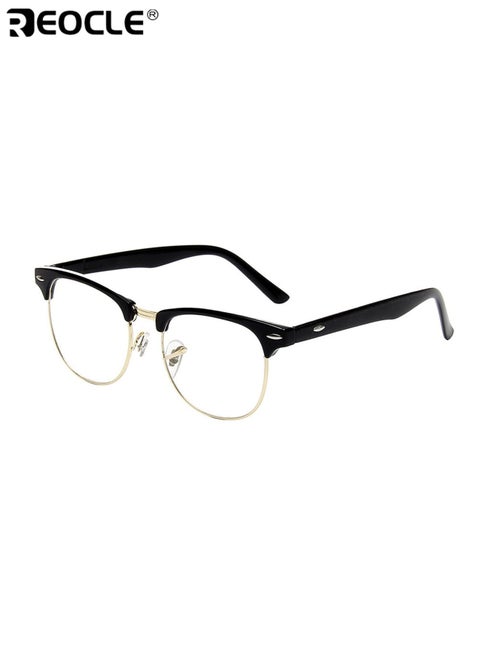Unisex Vintage Glasses with Half Frame Design and Blue Light Filter Feature Retro Eyewear with UV Protection for Outdoor Daily Style