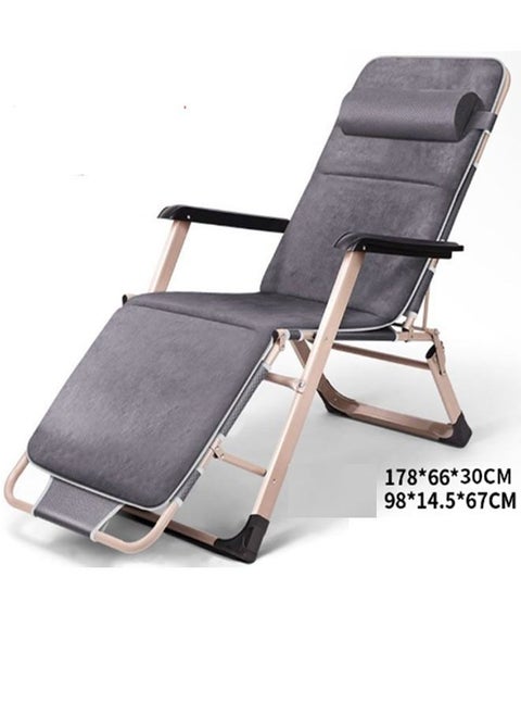 Chaise Lounge Outdoor Portable Folding Patio Recliner Chair Adjustable Backrest with Suede Map