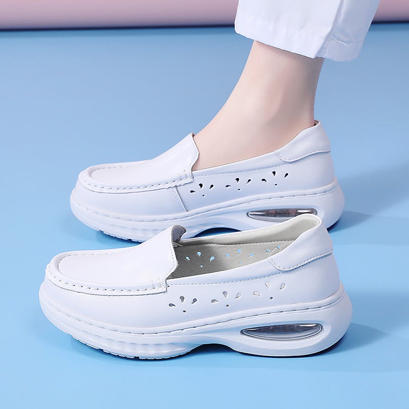 Goods A Generation Of Nurse Shoes Leather Air Cushion Soft Bottom Non-Slip Breathable White Thick Bottom Work Shoes Women - Image 4