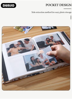 DUNISO 200 Pockets Photo Album with Writing Space and Front Window, Waterproof Linen Photo Album for 4 * 6 Inches photos, Portable Grass pattern Photo Album for Baby Boys Girls Travel Wedding Family  - Image 2