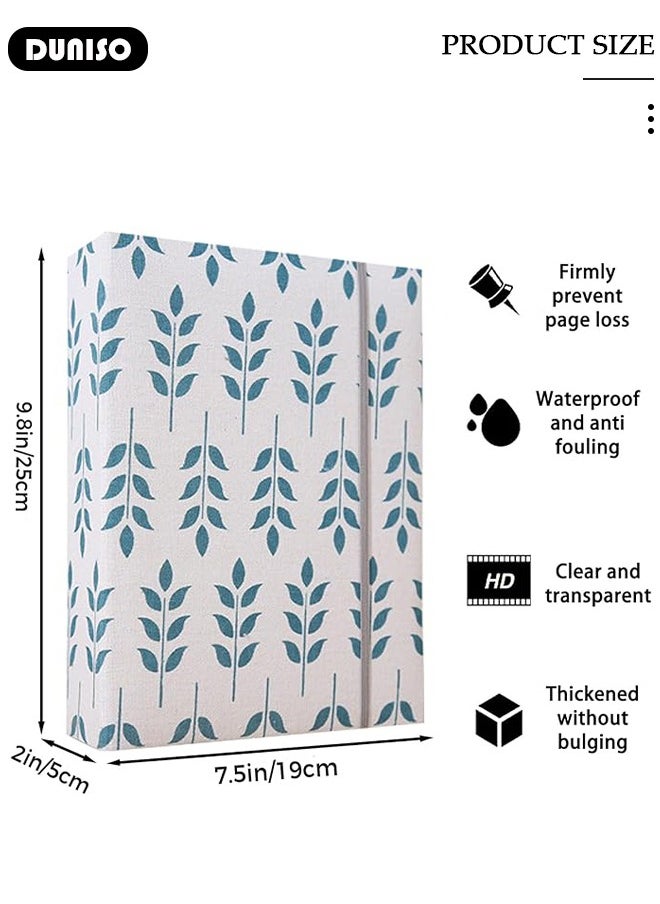 DUNISO - 200 Pockets Photo Album with Writing Space and Front Window, Waterproof Linen Photo Album for 4 * 6 Inches photos, Portable Grass pattern Photo Album for Baby Boys Girls Travel Wedding Family - Image 1