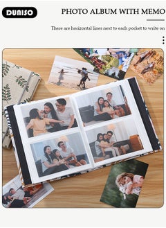 DUNISO 200 Pockets Photo Album with Writing Space and Front Window, Waterproof Linen Photo Album for 4 * 6 Inches photos, Portable Grass pattern Photo Album for Baby Boys Girls Travel Wedding Family  - Image 5
