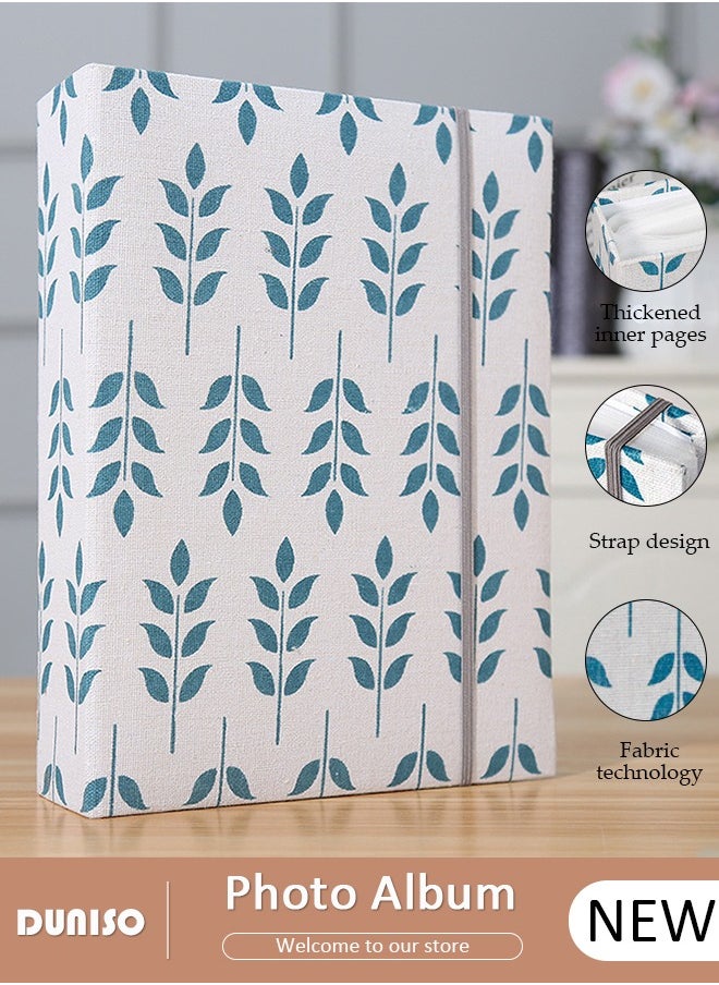 DUNISO - 200 Pockets Photo Album with Writing Space and Front Window, Waterproof Linen Photo Album for 4 * 6 Inches photos, Portable Grass pattern Photo Album for Baby Boys Girls Travel Wedding Family - Image 1