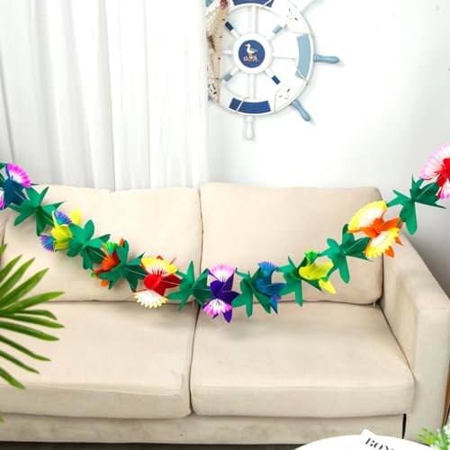 FUTUREPLUSX 6PCS Tropical Garland Party Decorations, 9.8 ft Multicolored Tissue Paper Hibiscus Flower Summer Banner for Birthday Beach Theme Luau Moana Hawaiian Party Supplies Jungle Decor - Image 5