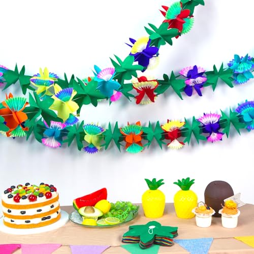 FUTUREPLUSX 6PCS Tropical Garland Party Decorations, 9.8 ft Multicolored Tissue Paper Hibiscus Flower Summer Banner for Birthday Beach Theme Luau Moana Hawaiian Party Supplies Jungle Decor - Image 4