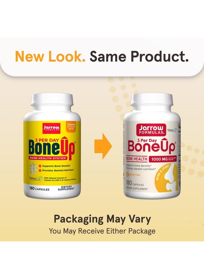 jarrow formulas - Jarrow Formulas BoneUp Three Per Day For Bone Support and Skeletal Nutrition, Includes Vitamin D3, K2 (as MK-7) and 1000 mg of Calcium Per Day, 180 Capsules, 60 Day Supply - Image 1