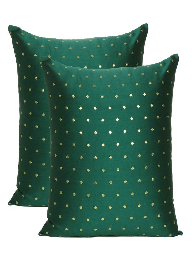 Oussum Art Silk Pillow Cover Cushion Cover Sofa Waist Throw Pillow Case Home Decor Set of 2 (16 x 16, Green) - Image 1