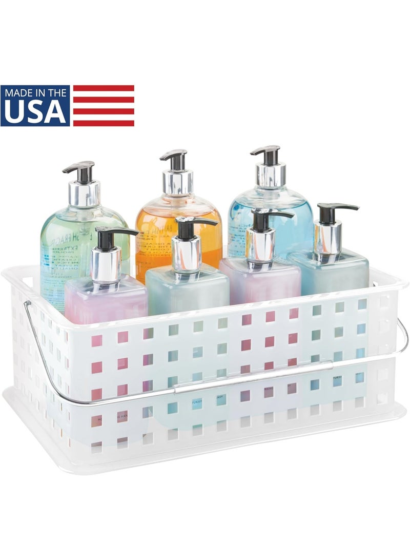 InterDesign iDesign Portable Shower Caddy Basket with Handle for Dorm or Bathroom - Clear/Frost - Made in USA - Image 2