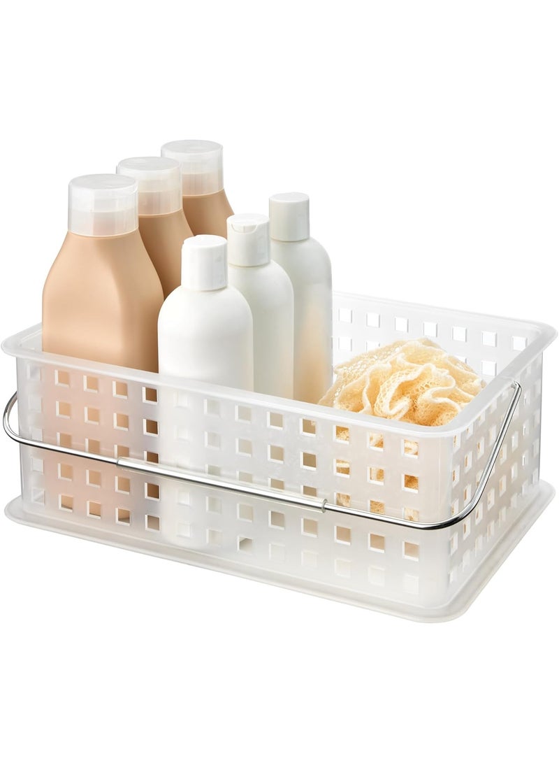 InterDesign iDesign Portable Shower Caddy Basket with Handle for Dorm or Bathroom - Clear/Frost - Made in USA - Image 1