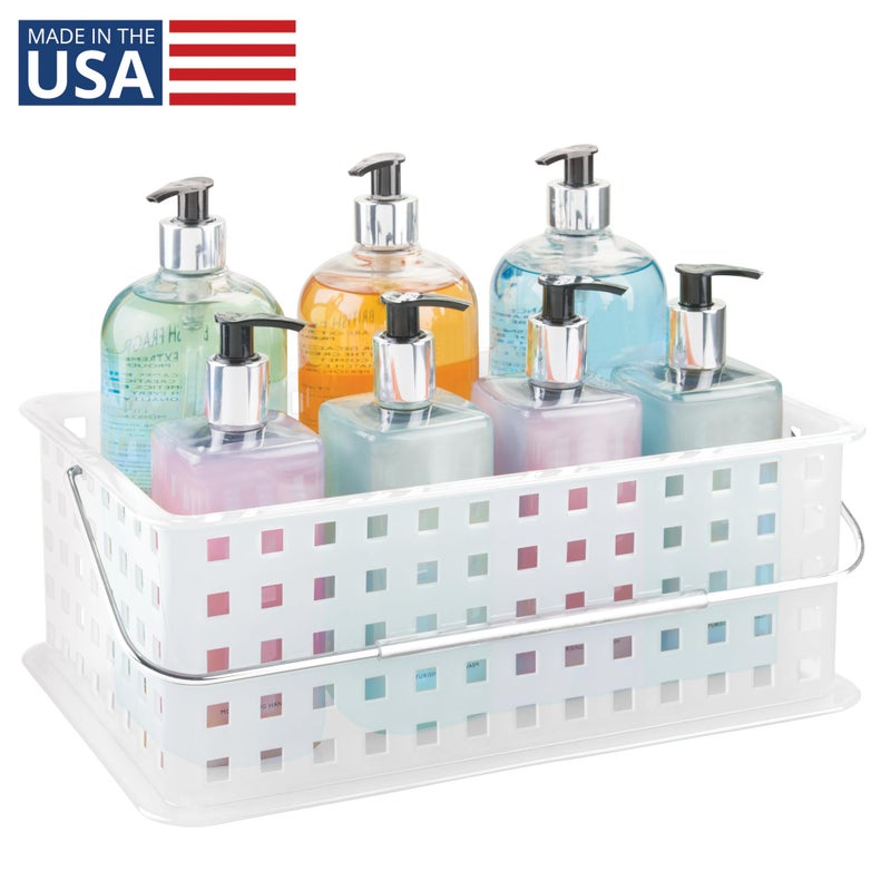 InterDesign iDesign Portable Shower Caddy Basket with Handle for Dorm or Bathroom - Clear/Frost - Made in USA - Image 2