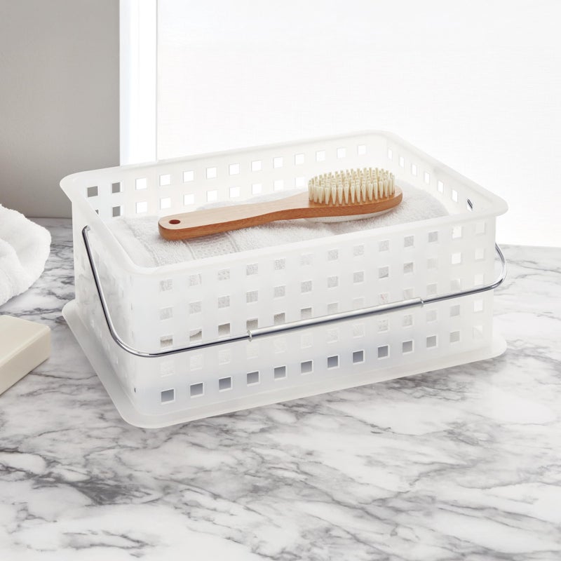 InterDesign iDesign Portable Shower Caddy Basket with Handle for Dorm or Bathroom - Clear/Frost - Made in USA - Image 3