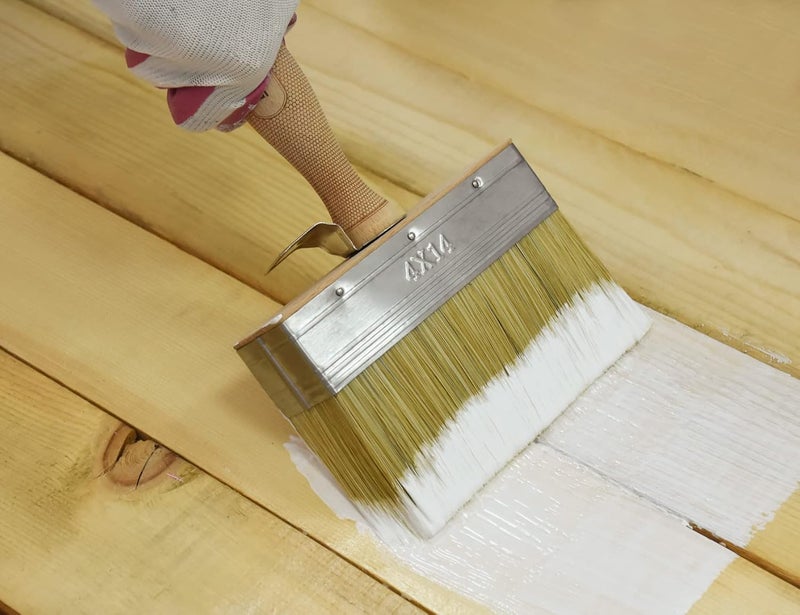 Rolling Dog 2PC 5.5" Deck Stain Brush - Limewash Brush Wood Handle Large Deck Brushes Applicator for Wall, Wood, Fence, Floor Painting - Image 4
