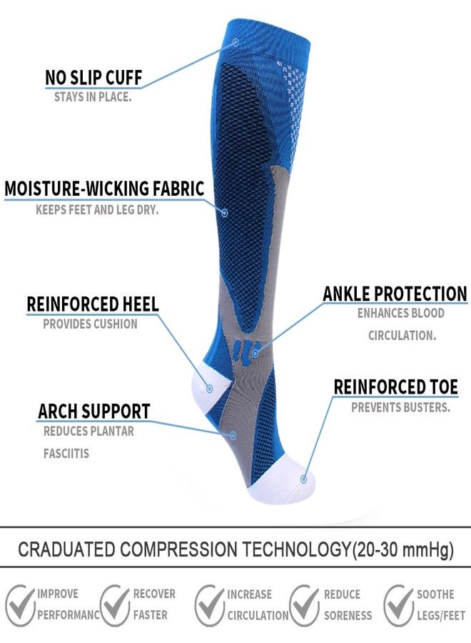 Double Couple 5 Pairs Compression Socks for Men Women 20-30mmhg Knee High Medical Support for Sports Nurses Circulation - Image 4