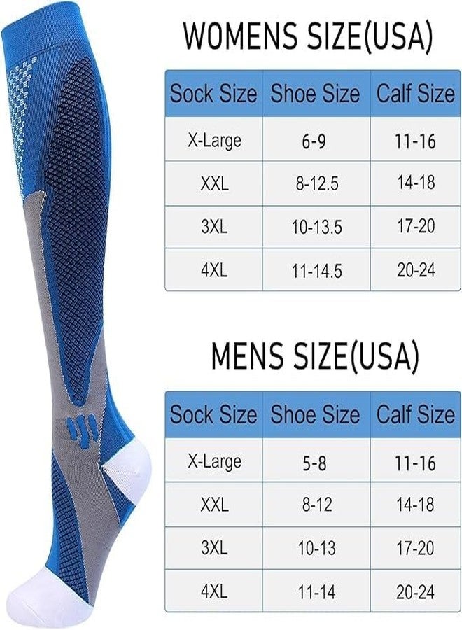 Double Couple 5 Pairs Compression Socks for Men Women 20-30mmhg Knee High Medical Support for Sports Nurses Circulation - Image 2