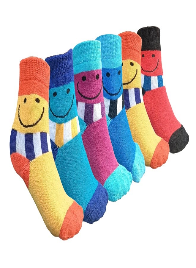 XY DECOR Winter Warm Ankle Length Socks for Kids, Toddlers, Boys, Girls, Thick Thermal Woolen Socks, Terry Lined, Cozy Socks, Pack of 6 Pairs (5-8 Years, Multicolor) - Image 1