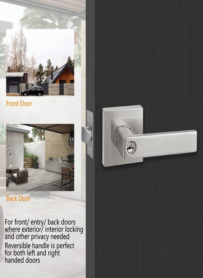 NEWBANG Keyed Entry Lever Lock for Exterior and Front Door Heavy Duty Lever Door Lock Handle Satin Nickel Finish - Image 2