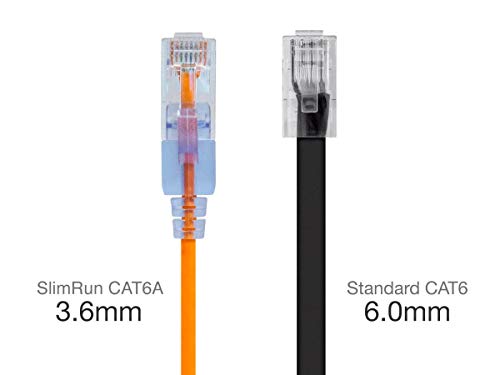 Monoprice Cat6A Ethernet Patch Cable - 10-Pack, Snagless RJ45, 550Mhz, 10G, UTP, Pure Bare Copper Wire, 30AWG, 2 Feet, Yellow - SlimRun Series - Image 3