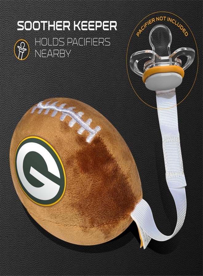Smilo Green Bay Packers Plush Football Pacifier Holder by Smilo - Officially Licensed NFL Soother Holder - Soft Plush Toy and Dummy Holder - Fits Any Pacifier - Stroller Accessory & Newborn Essential - Image 3