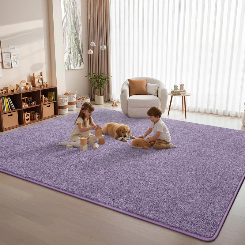 DweIke Rugs for Bedroom Living Room, 4x6 ft Purple Area Rug, Washable Memory Foam Indoor Carpet, Modern Non-Slip Ultra Soft Carpets for Kids Boys Girls Adults Nursery Dorm Home Decor - Image 3