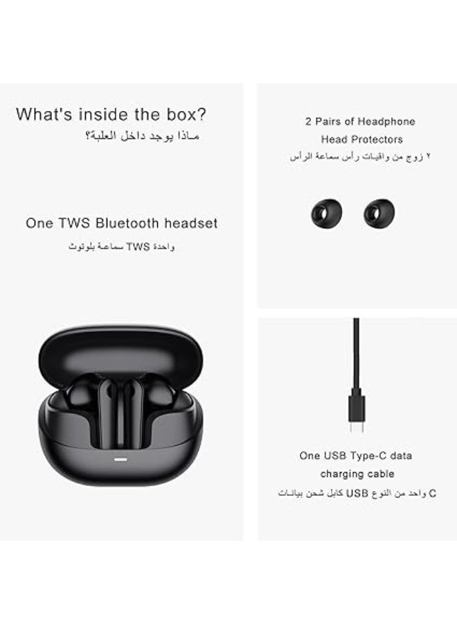 PEJE L08 Wireless Earbuds – Bluetooth 5.4, ANC, Powerful Bass, 7H Playtime, IPX4 Sweatproof, Fast USB-C Charging, AI Clear Call with Dual Mic – True Wireless For Gym/Music/Calls.(Black) - Image 5